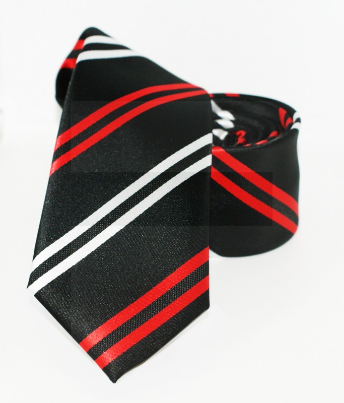    Goldenland Slim Krawatte - Rot gestreift Gestreifte Krawatten